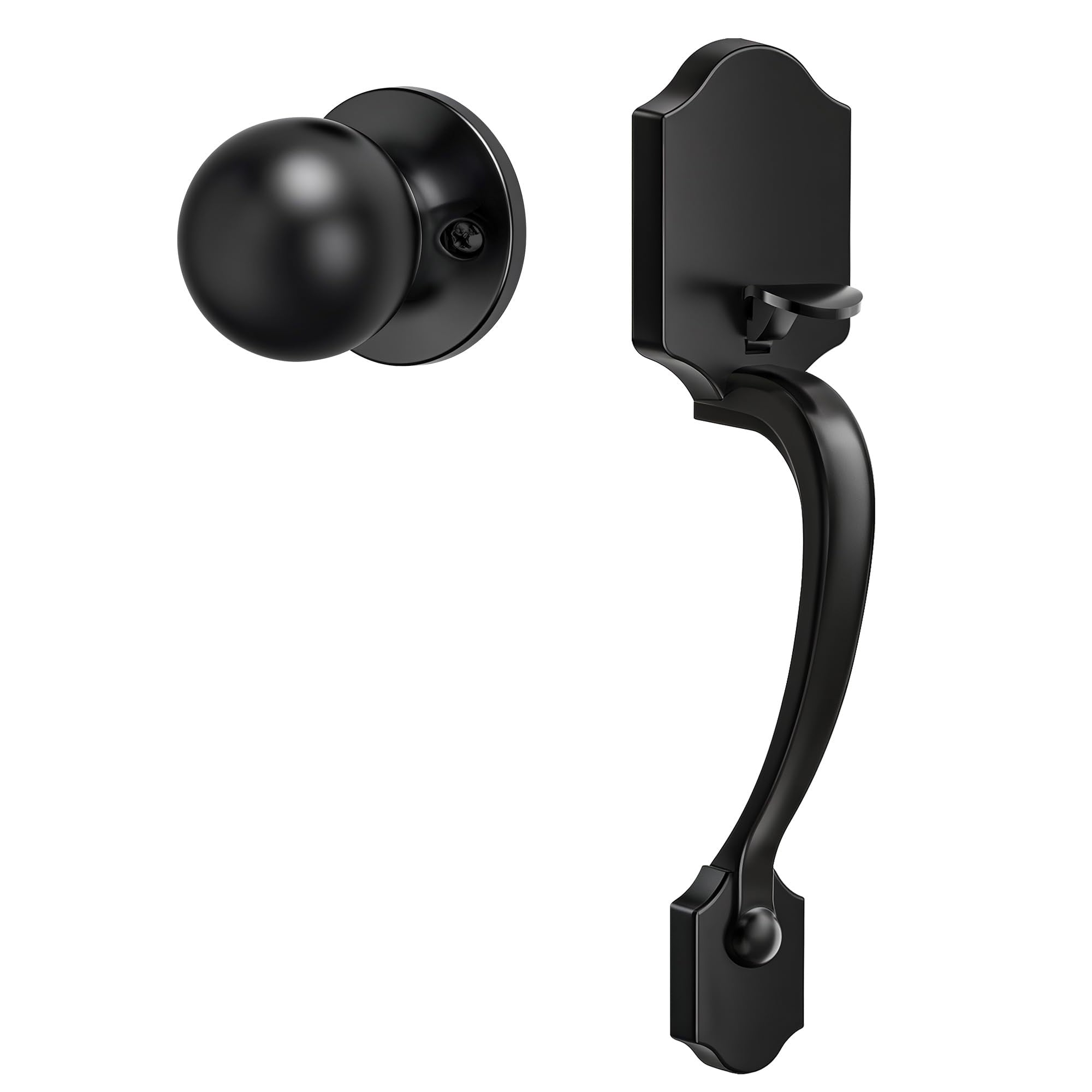 SENY Front Door Handle with Reversible Knob – Passage Exterior Door Handle for Deadbolt & Smart Lock