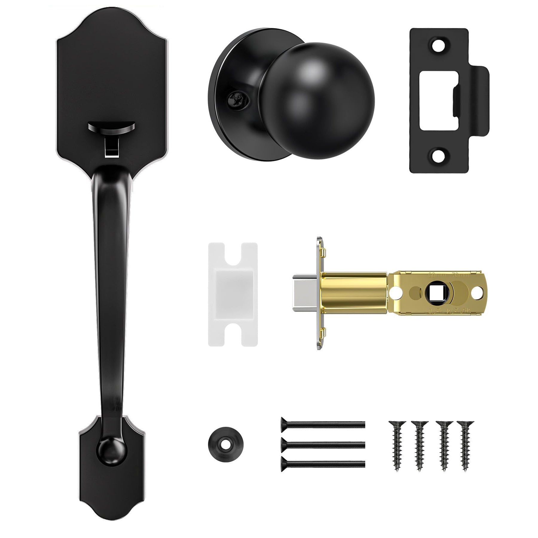 SENY Front Door Handle with Reversible Knob – Passage Exterior Door Handle for Deadbolt & Smart Lock