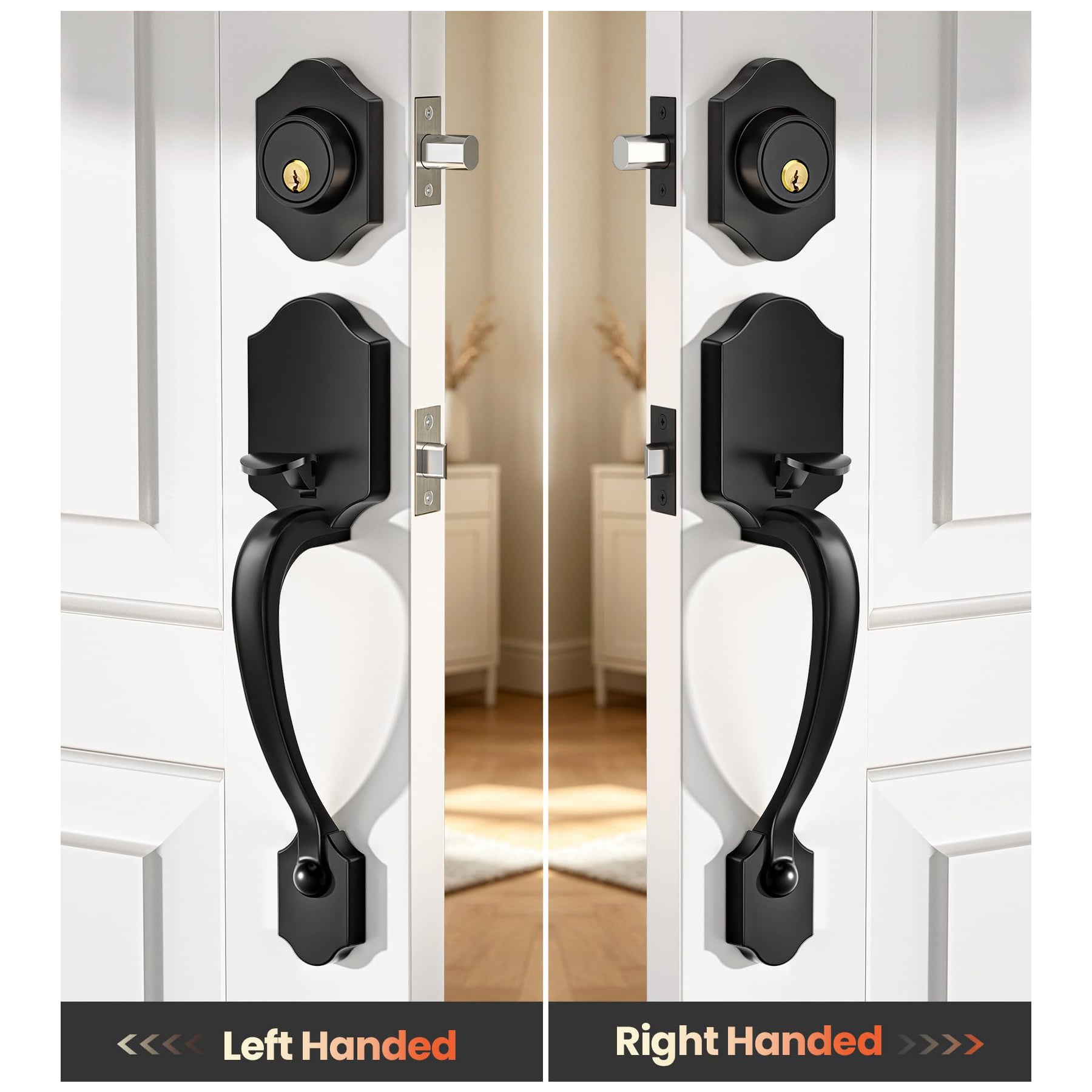 SENY Front Door Handle Set with Deadbolt – Exterior Entry Door Lock Set with Reversible Handle