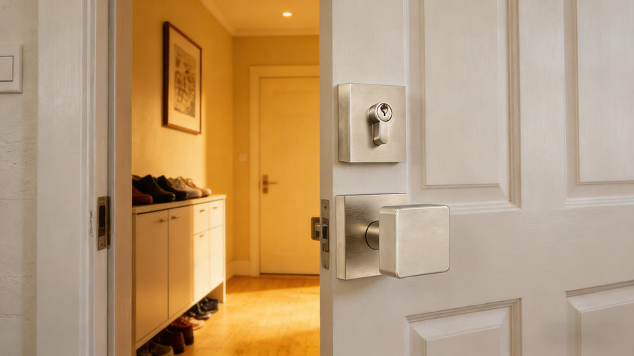 SENY Metal Entry Door Knob Set with Square Passage Knob & Deadbolt applicable scenario