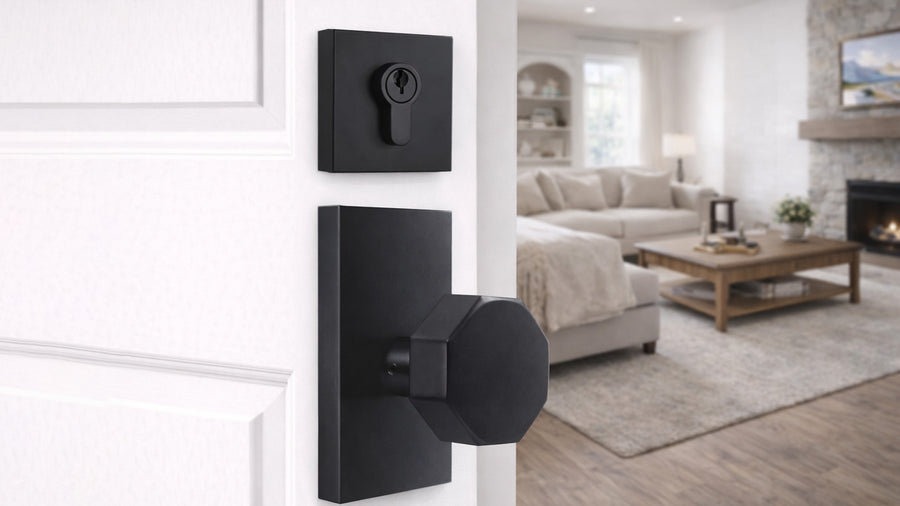 SENY Modern Metal Entry Door Knob Set with Octagonal Metal Passage Knob & Deadbolt applicable scenario