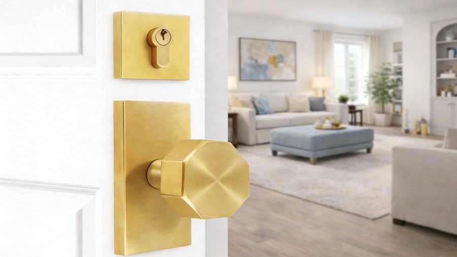 SENY Modern Metal Entry Door Knob Set with Octagonal Metal Passage Knob & Deadbolt applicable scenario