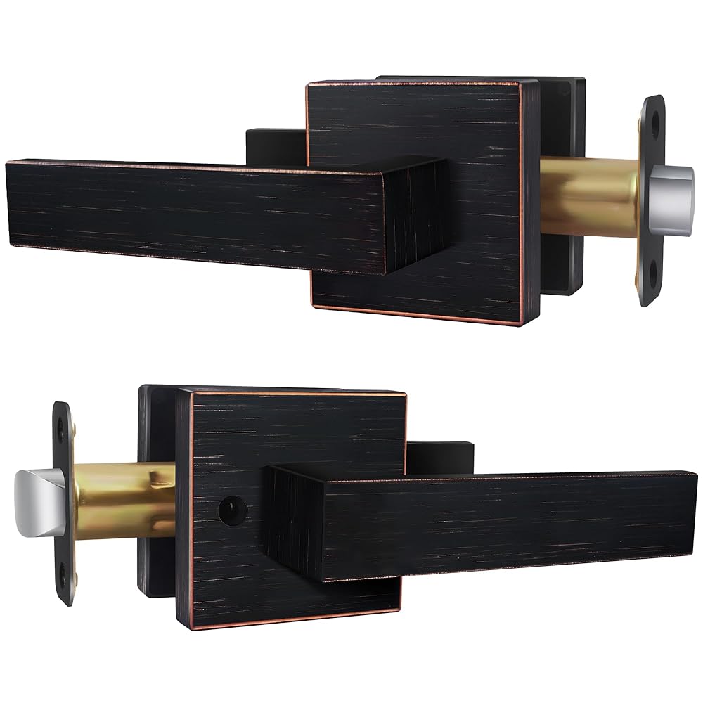 SENY Modern Square Interior Door Levers with Square Rosette