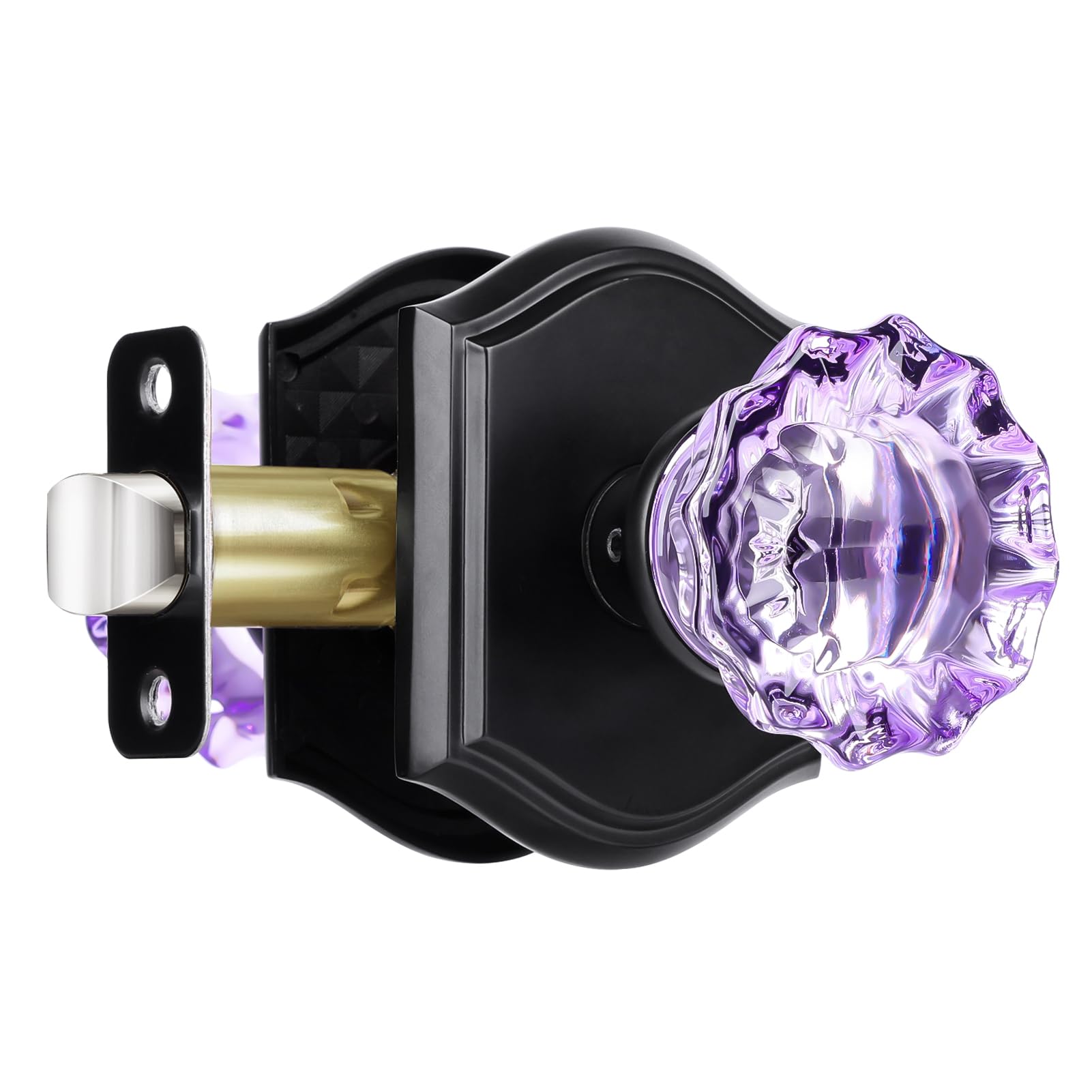 SENY Vintage Glass Door Knobs with Floral Crystal Design | Privacy, Passage & Dummy