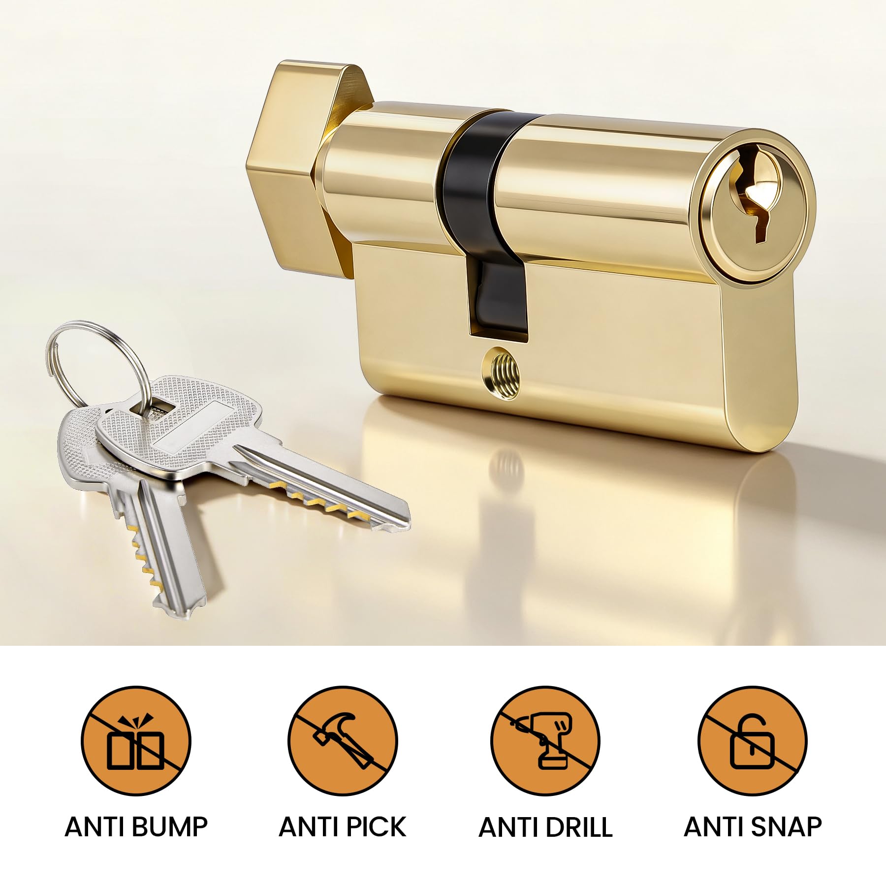 SENY Euro Profile Lock Cylinder Replacement for Storm Doors with Thumb Turn & Keys