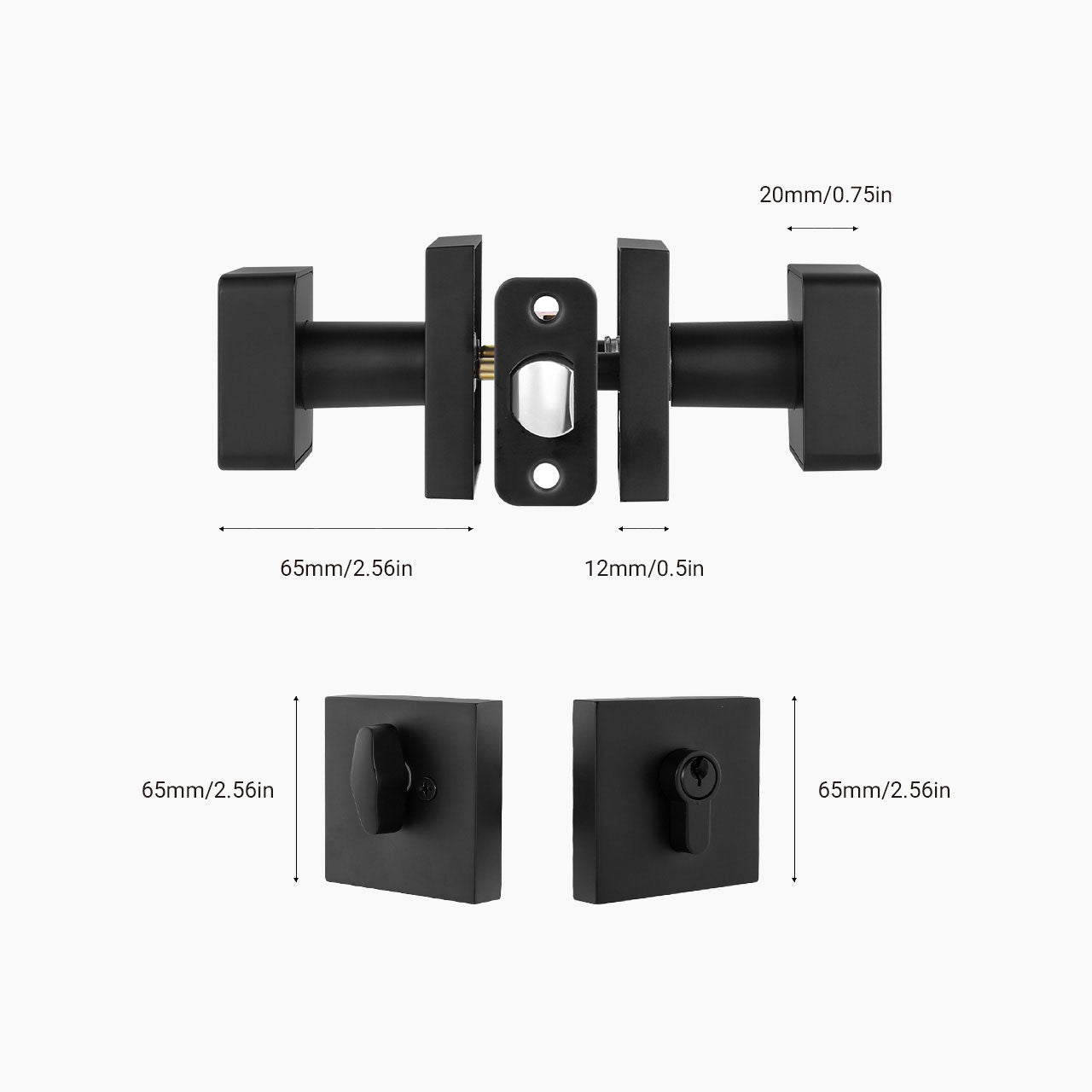 SENY Metal Entry Door Knob Set with Square Knob & Deadbolt