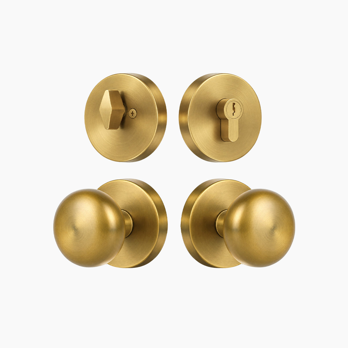 SENY Entry Door Knob Set with Deadbolt – Mushroom Metal Knob with Round Rosette Front Door Hardware