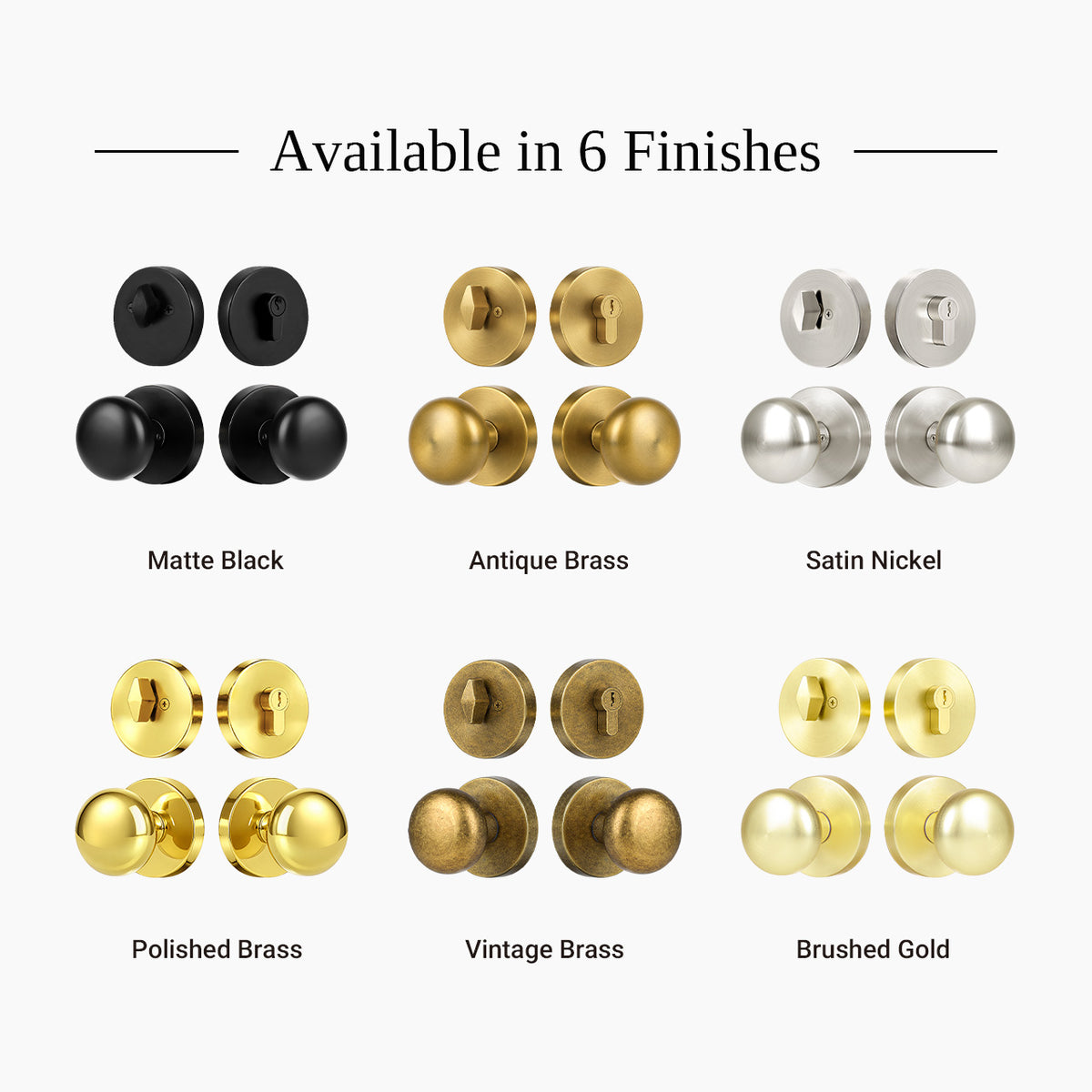 SENY Entry Door Knob Set with Deadbolt – Mushroom Metal Knob with Round Rosette Front Door Hardware