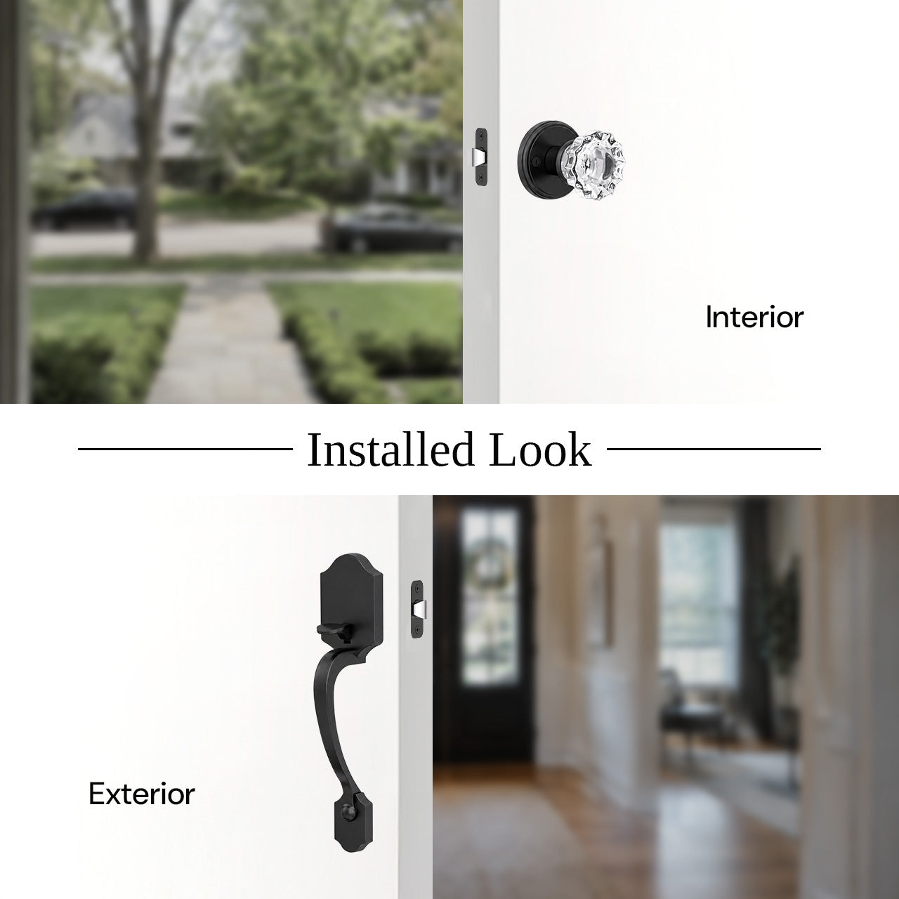 SENY Front Door Handleset with Crystal Knob – Non-Locking Entry Door Handle