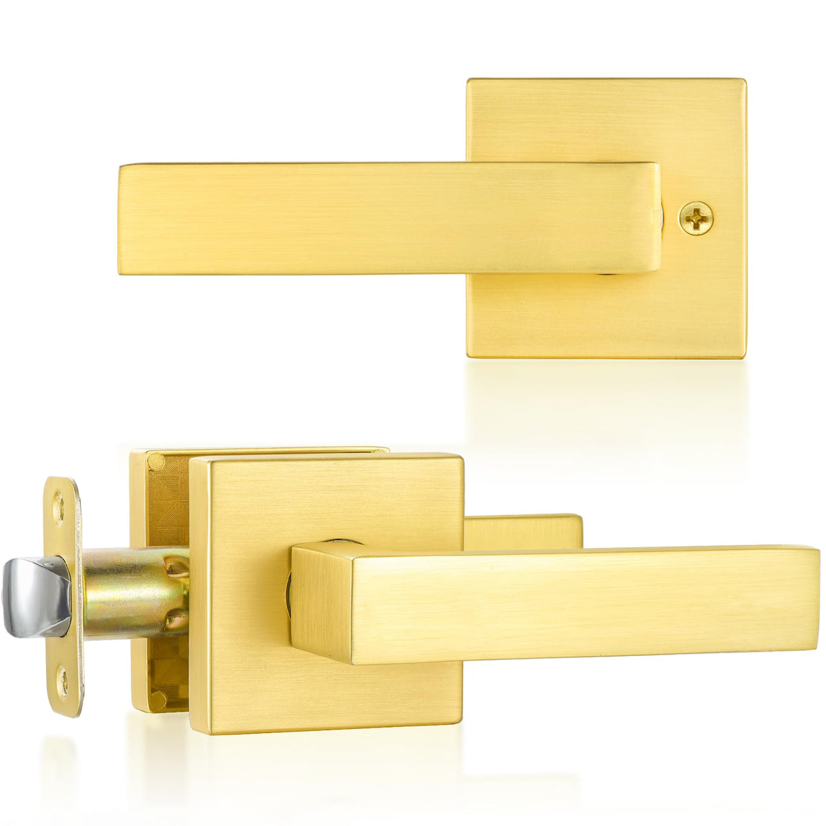 SENY Modern Square Interior Door Levers with Square Rosette