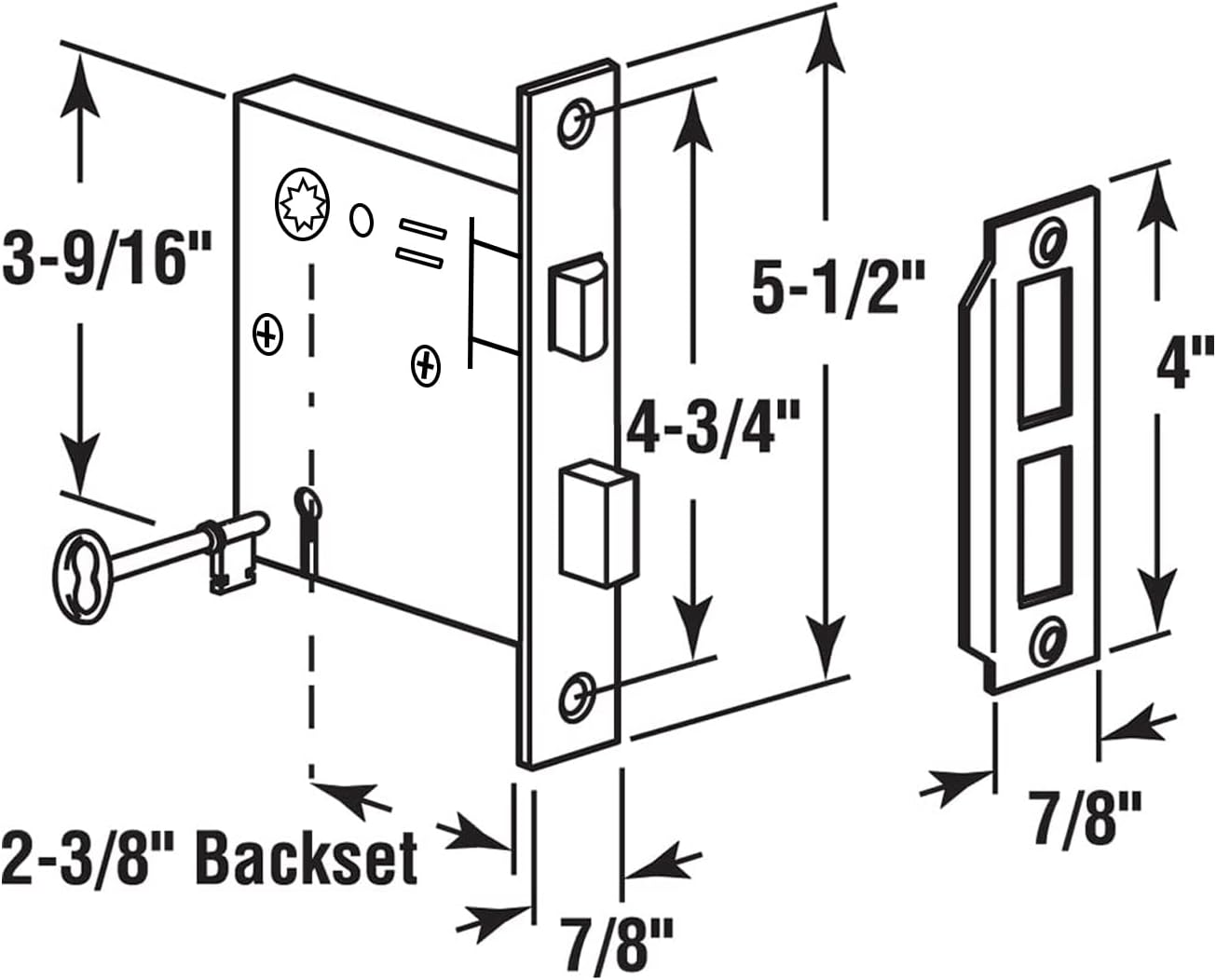 SENY Mortise Lock Body Replacement with Skeleton Keys