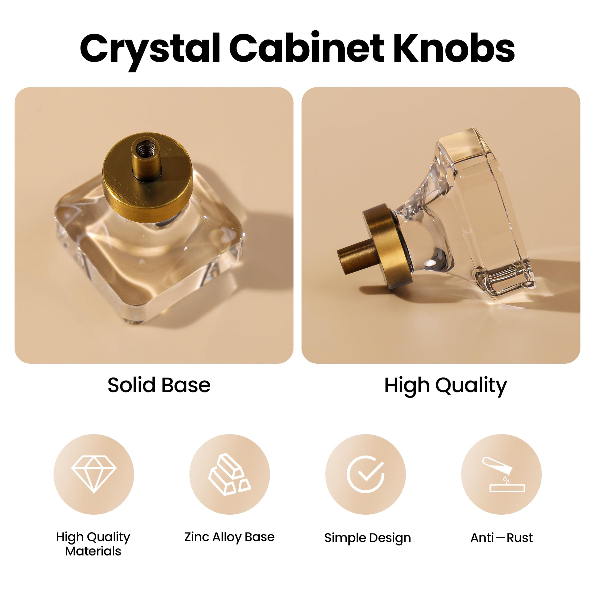 SENY Square Crystal Cabinet Knobs – Glass Drawer Knobs