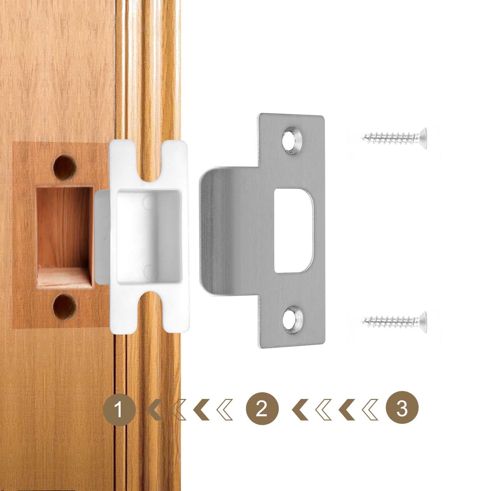 SENY T-Shape Door Strike Plate with Dust Box – Door Frame Repair Kit for Interior & Exterior Doors