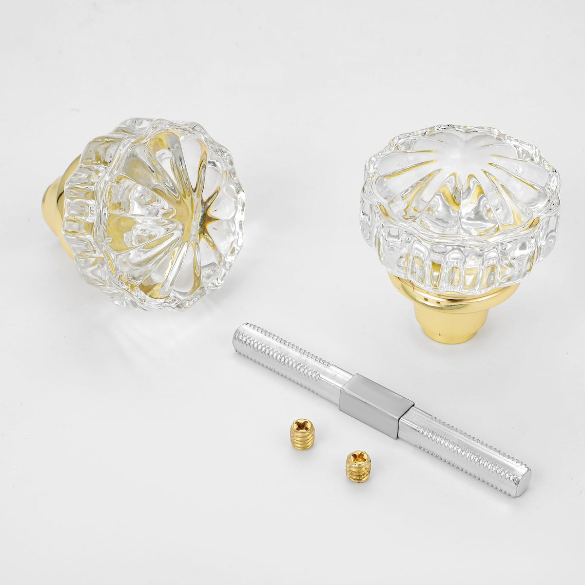 SENY Vintage Crystal Door Knob Replacement Set with Spindle for Mortise Locks