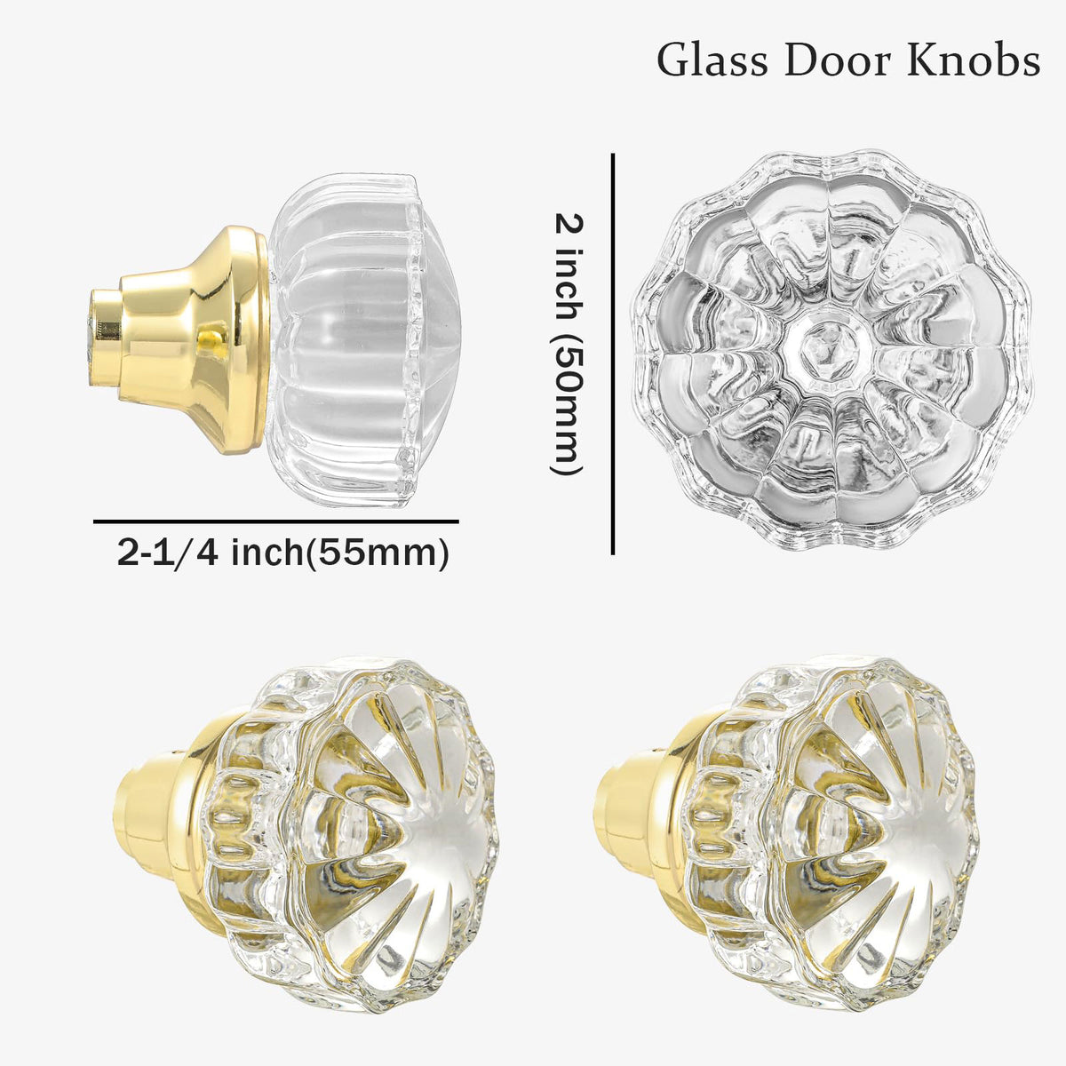 SENY Vintage Crystal Door Knob Replacement Set with Spindle for Mortise Locks