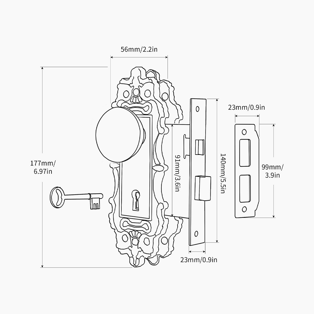 mortise lock knob design