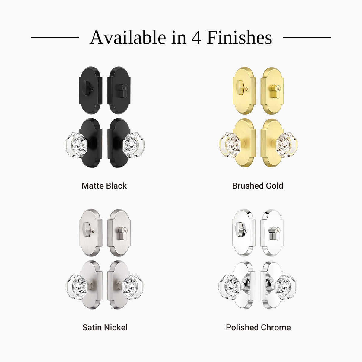 SENY Entry Door Knob Set with Deadbolt – Octagon Crystal Knob with Arch Backplate Front Door Lock Set