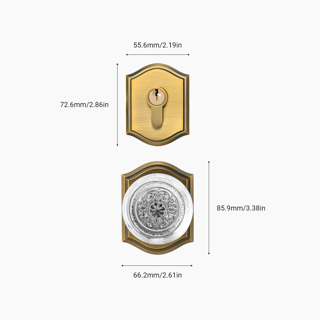 SENY Decorative Crystal Entry Door Set with Embossed Globe Crystal Knob & Single Cylinder Deadbolt