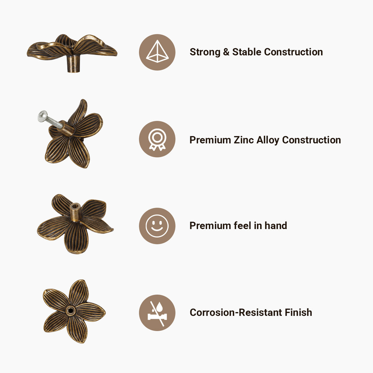SENY Floral Cabinet Knobs – Decorative Flower Drawer Knobs for Cabinets, Dressers & Furniture