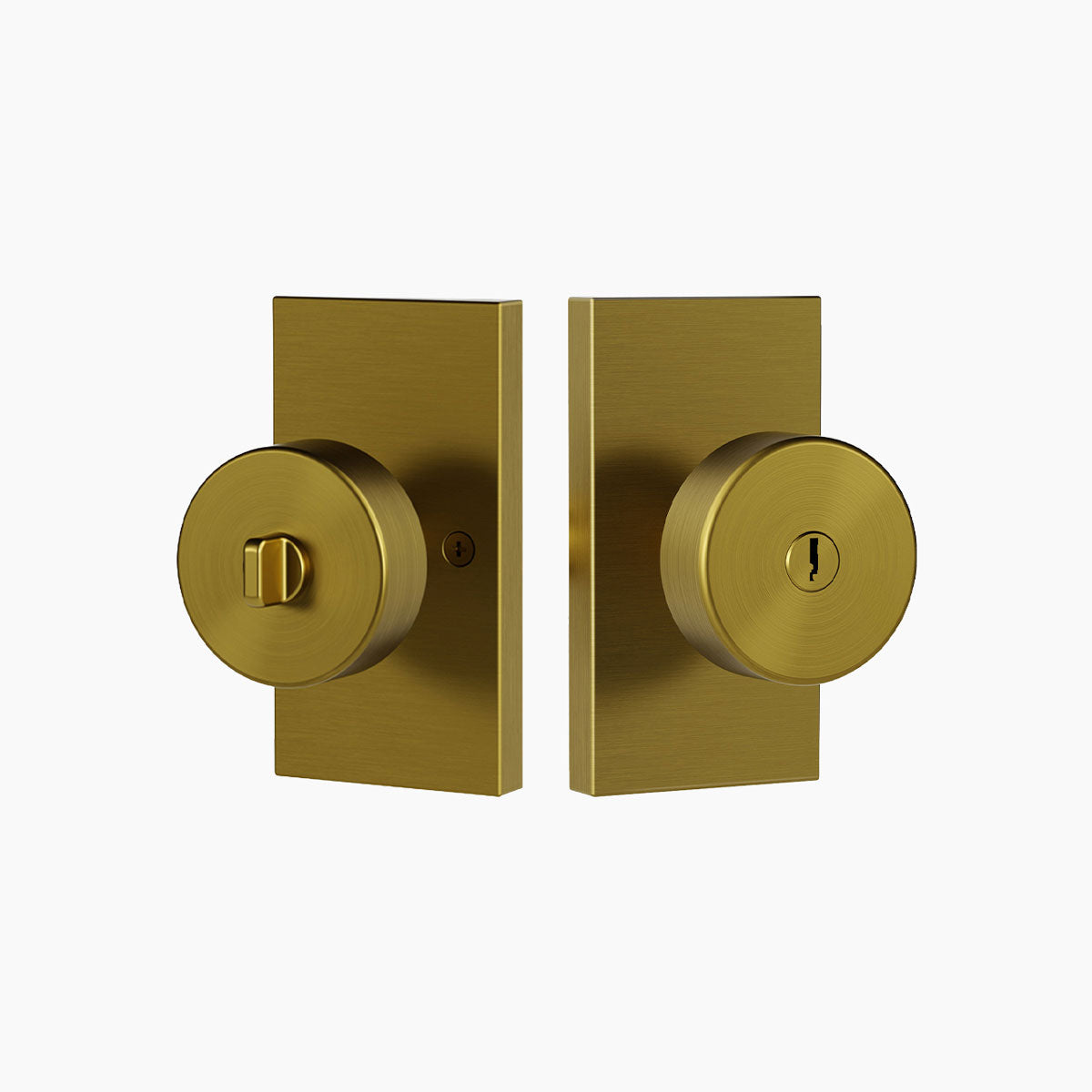 SENY Keyed Entry Door Knob with Emergency Unlock & Round Metal Knob