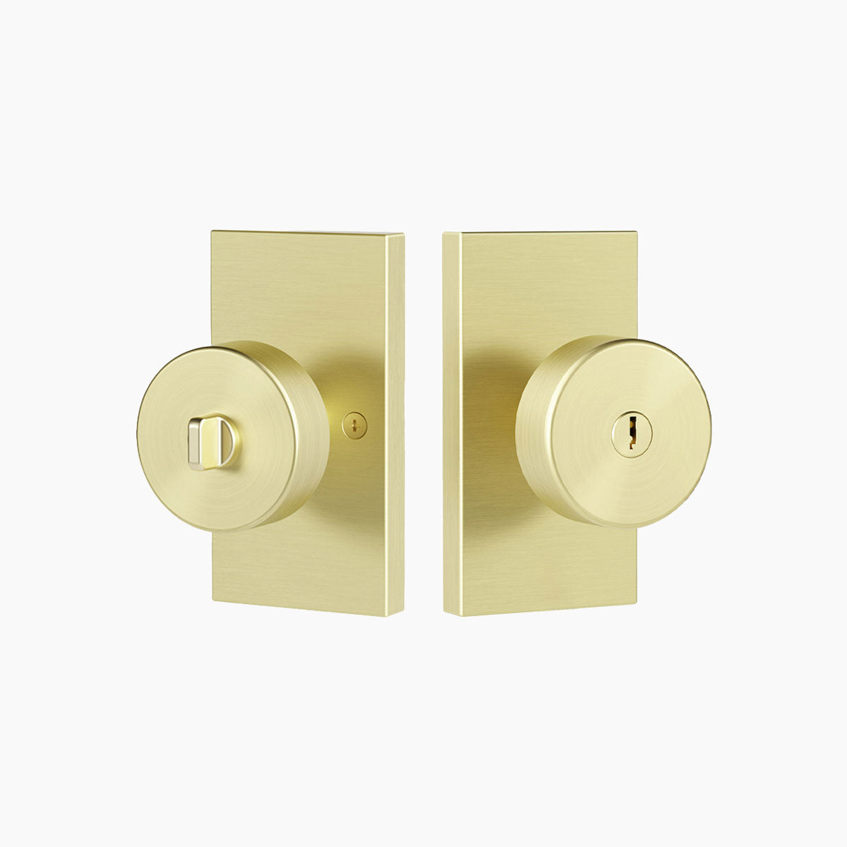 SENY Keyed Entry Door Knob with Emergency Unlock & Round Metal Knob