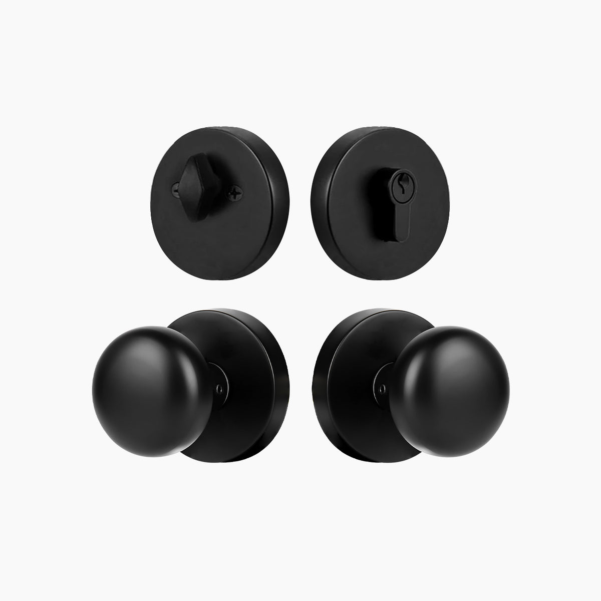 SENY Entry Door Knob Set with Deadbolt – Mushroom Metal Knob with Round Rosette Front Door Hardware