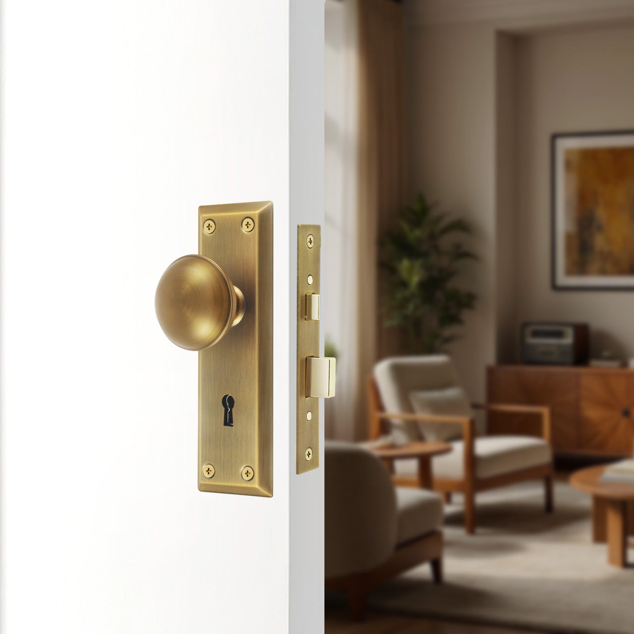 antique brass mortice door knobs