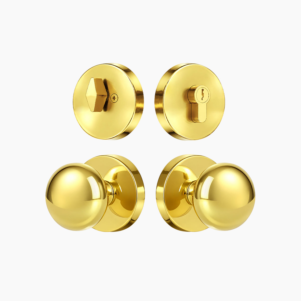 SENY Entry Door Knob Set with Deadbolt – Mushroom Metal Knob with Round Rosette Front Door Hardware