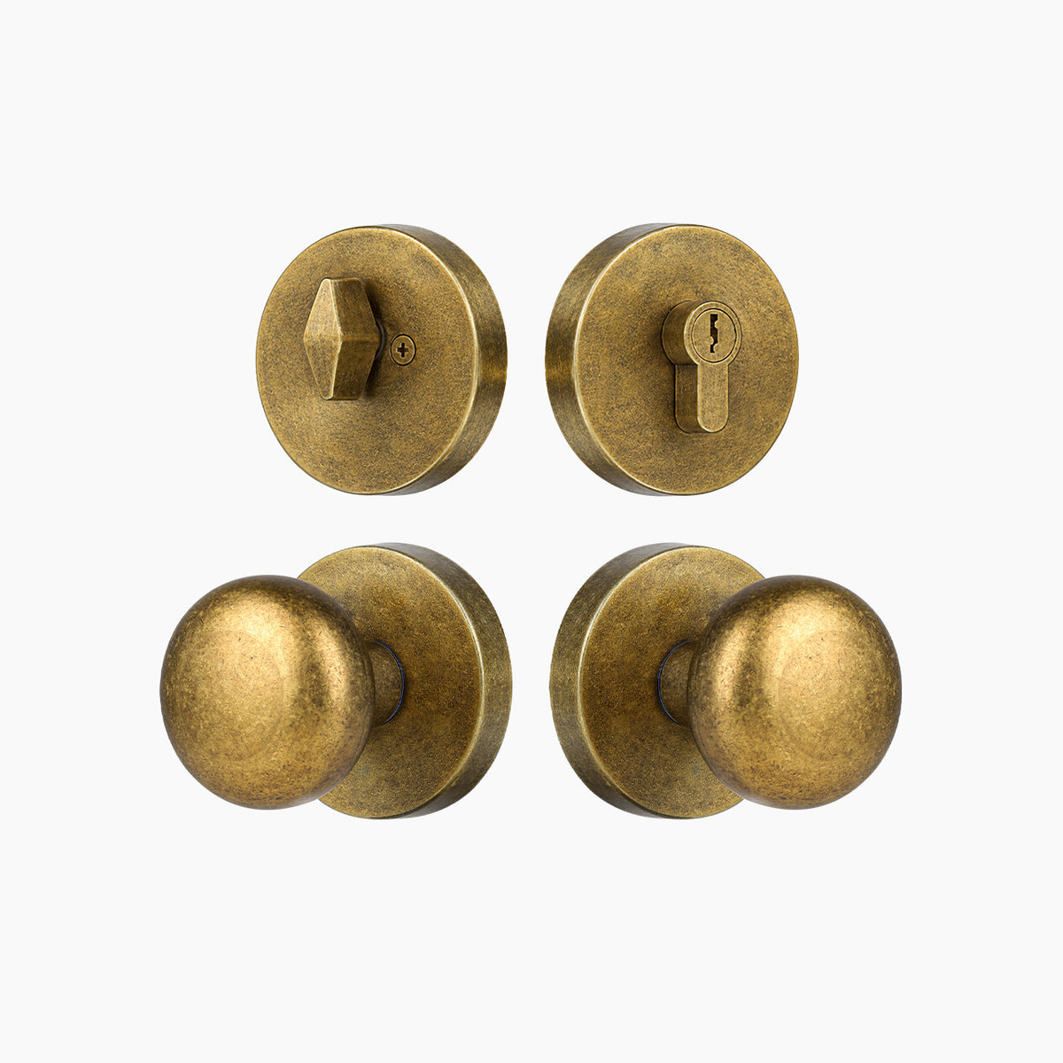 SENY Entry Door Knob Set with Deadbolt – Mushroom Metal Knob with Round Rosette Front Door Hardware