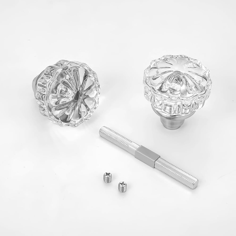 SENY Vintage Crystal Door Knob Replacement Set with Spindle for Mortise Locks