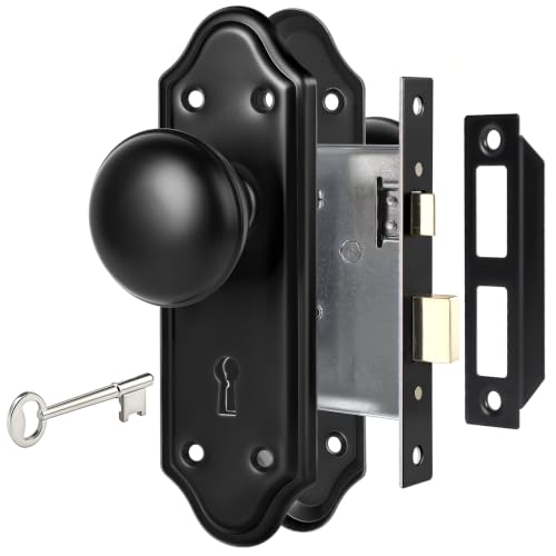 SENY Vintage Mortise Lock Set with Skeleton Key, Classic Door Hardware for Interior Doors