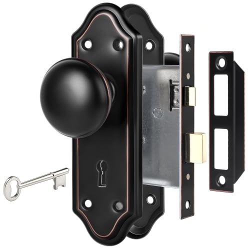 SENY Vintage Mortise Lock Set with Skeleton Key, Classic Door Hardware for Interior Doors