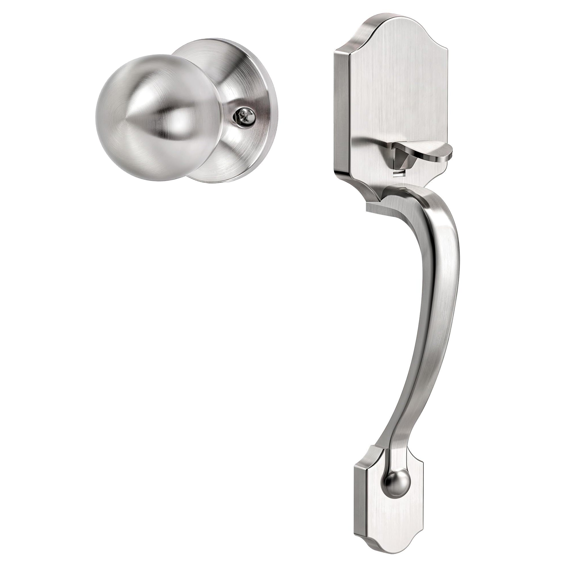 SENY Front Door Handle with Reversible Knob – Passage Exterior Door Handle for Deadbolt & Smart Lock
