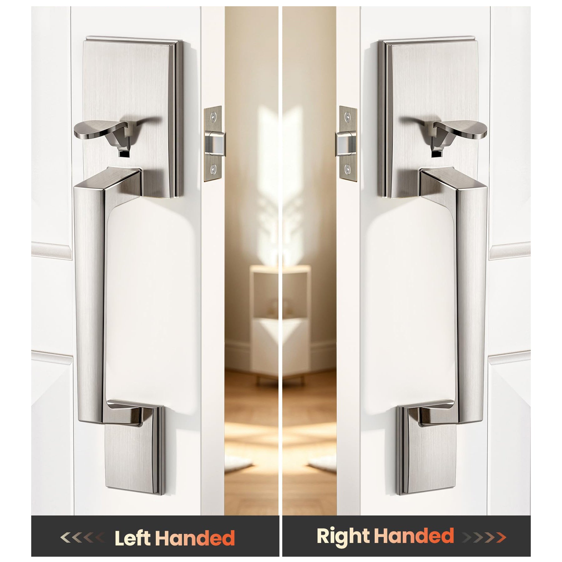 SENY Modern Front Door Handle with Reversible Design – Passage Exterior Door Handle for Deadbolt & Smart Lock