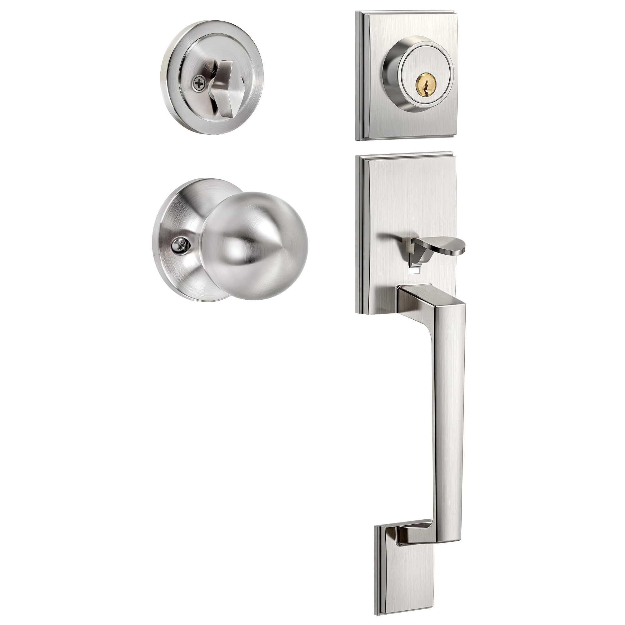 SENY Modern Front Door Handle Set with Deadbolt Lock, Reversible Entry Door Hardware