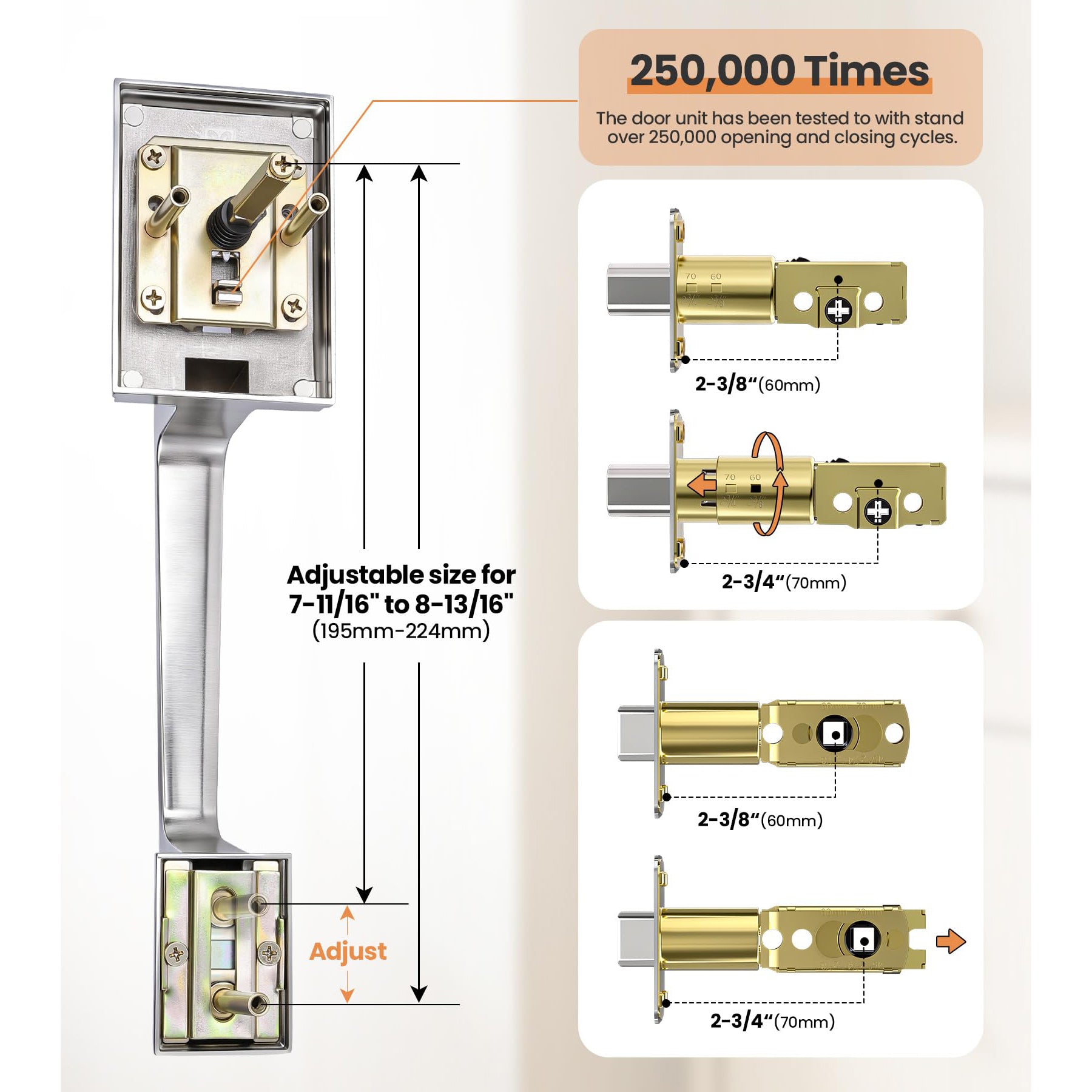 SENY Modern Front Door Handle Set with Deadbolt Lock, Reversible Entry Door Hardware