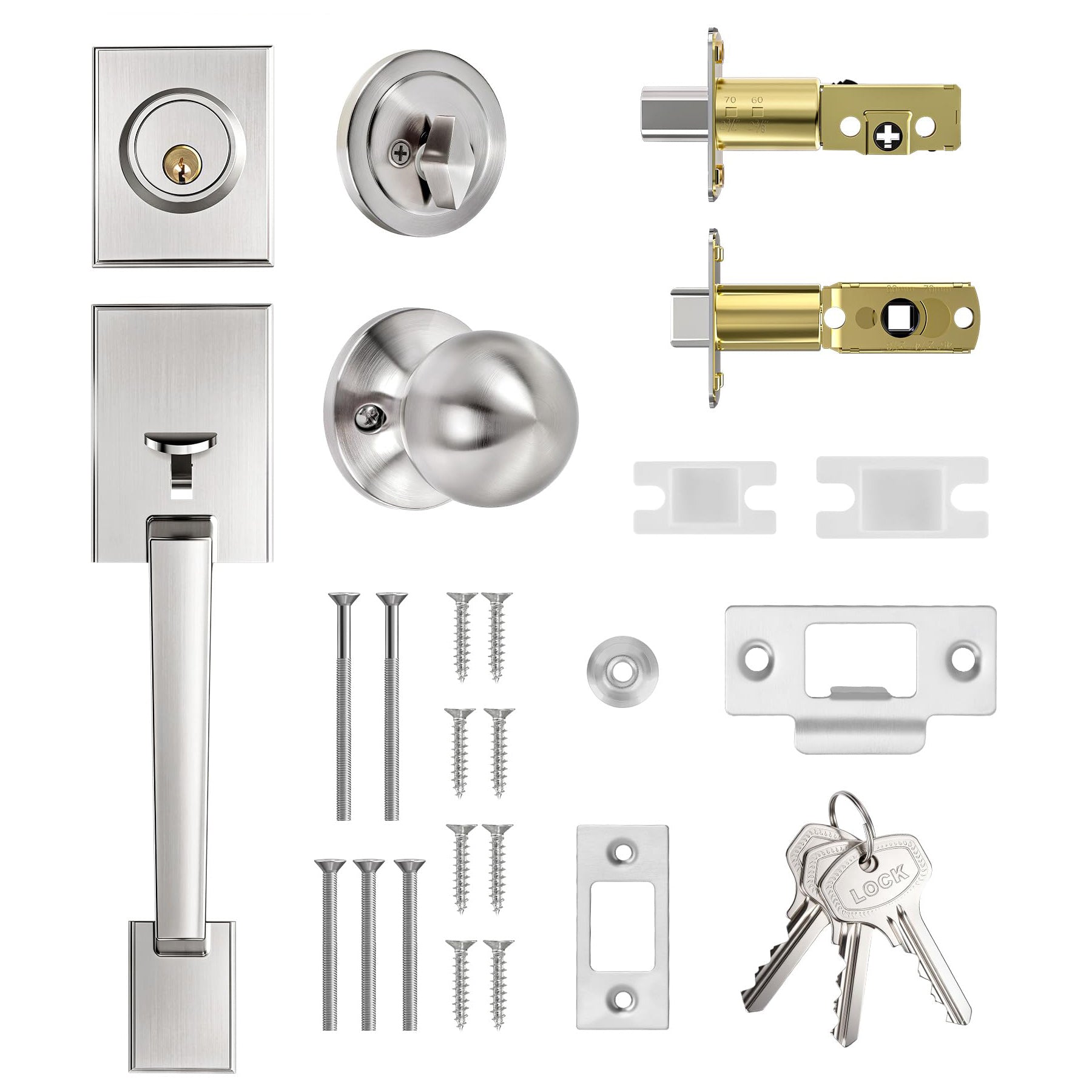 SENY Modern Front Door Handle Set with Deadbolt Lock, Reversible Entry Door Hardware