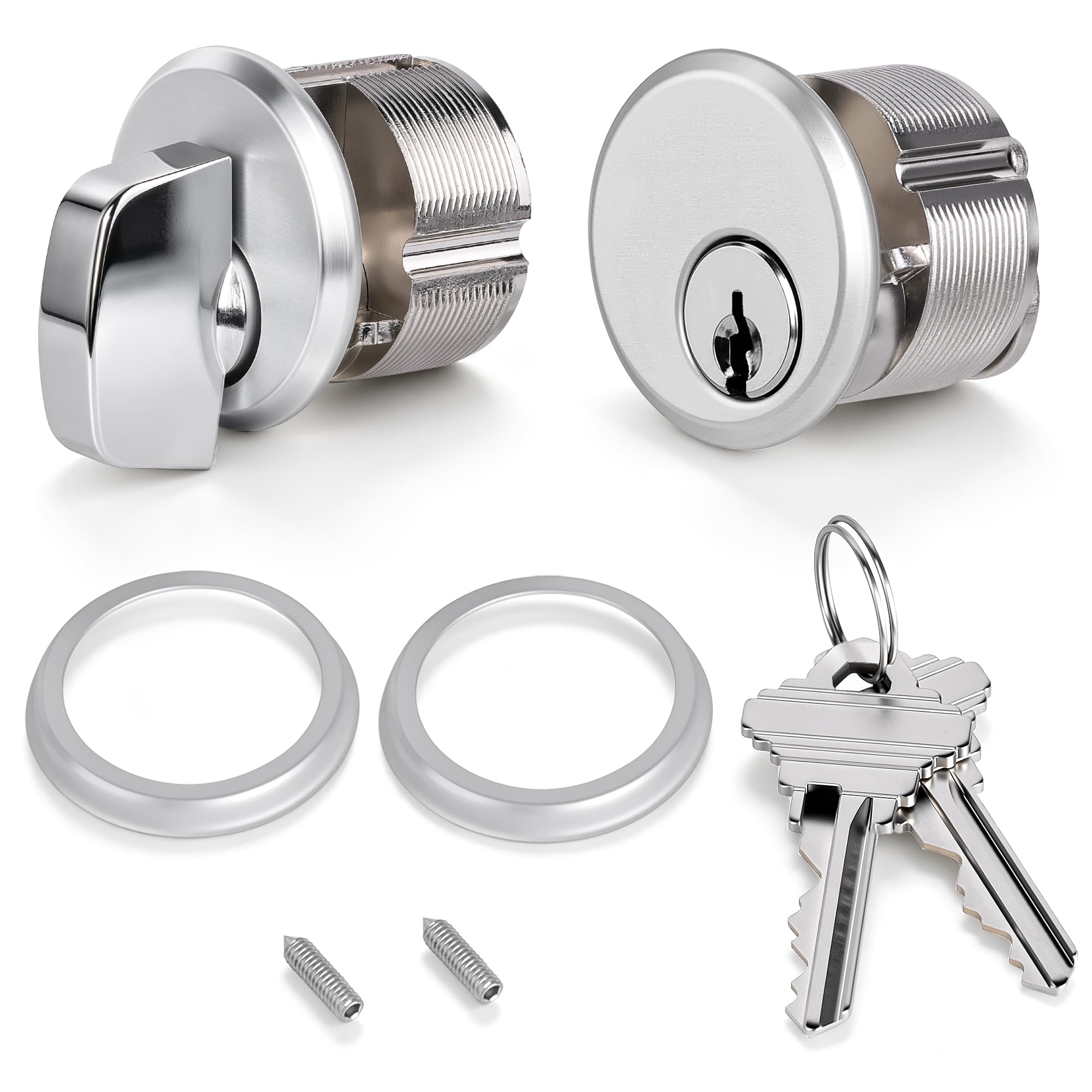 SENY Commercial Storefront Mortise Cylinder Lock Replacement with Key & Thumbturn – Aluminum Door Lock Cylinder Set