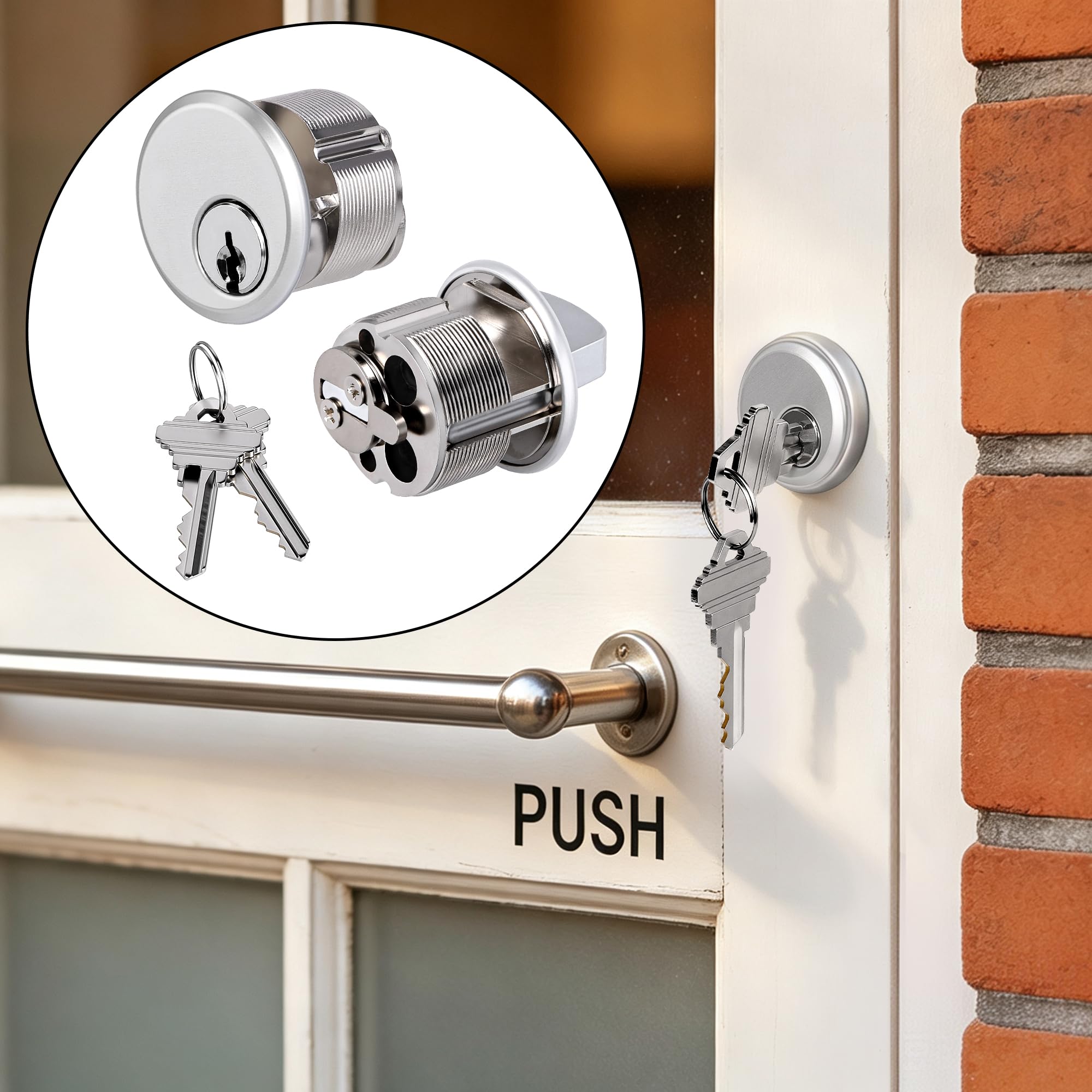 SENY Commercial Storefront Mortise Cylinder Lock Replacement with Key & Thumbturn – Aluminum Door Lock Cylinder Set