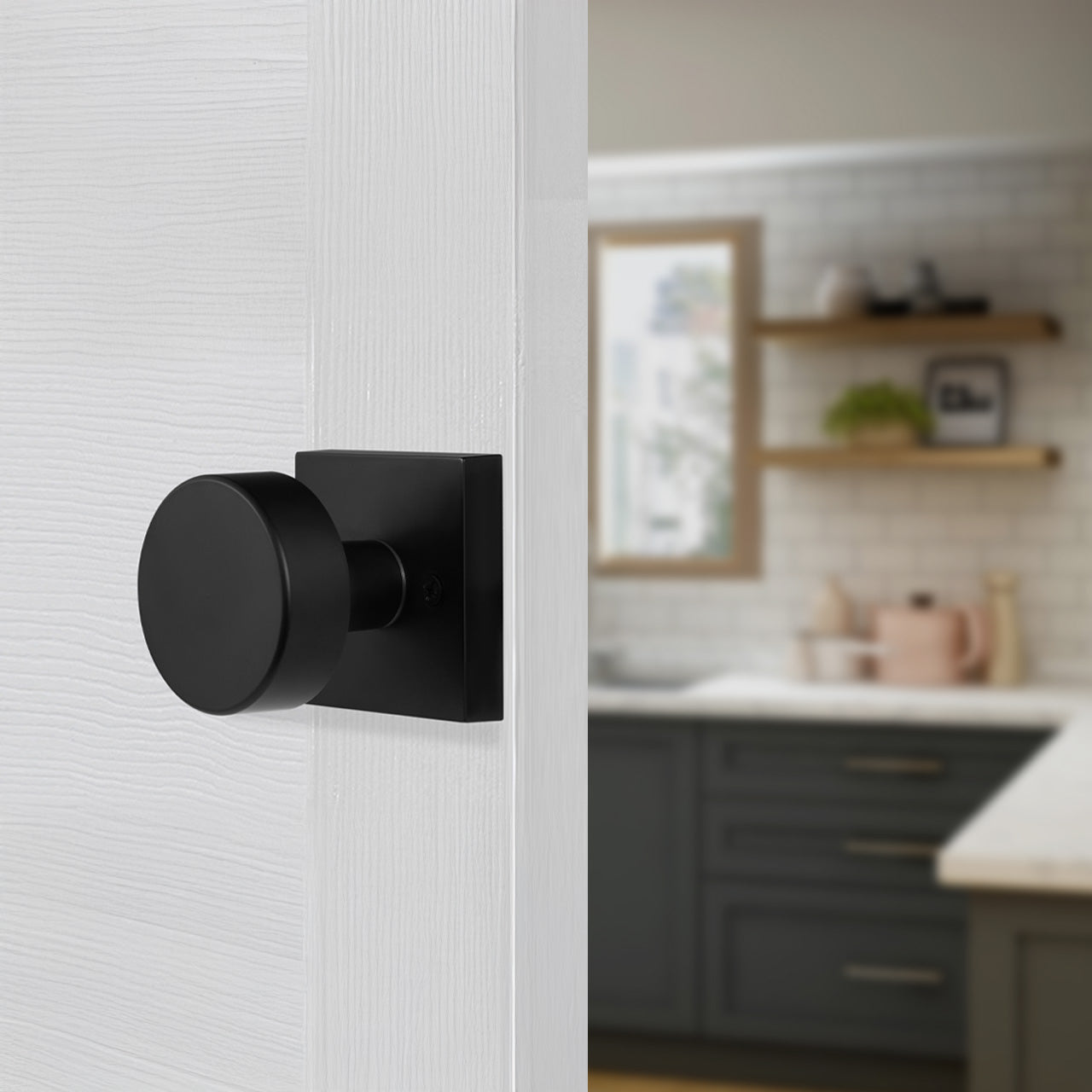 kwikset pismo passage door knob set with square rose