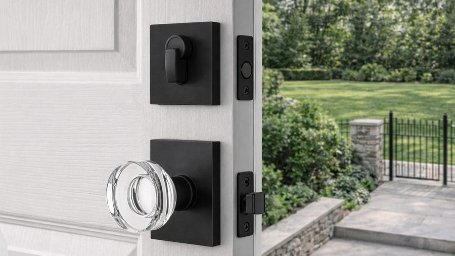 SENY Square Rosette Entry Door Set with Decorative Round Crystal Passage Knob and Deadbolt applicable scenario