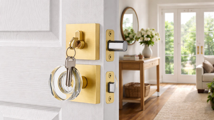 SENY Square Rosette Entry Door Set with Decorative Round Crystal Passage Knob and Deadbolt applicable scenario