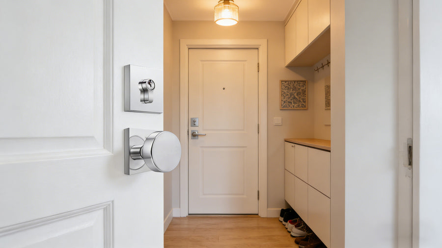 SENY Square Rosette Entry Door Set with Round Metal Passage Knob & Deadbolt applicable scenario