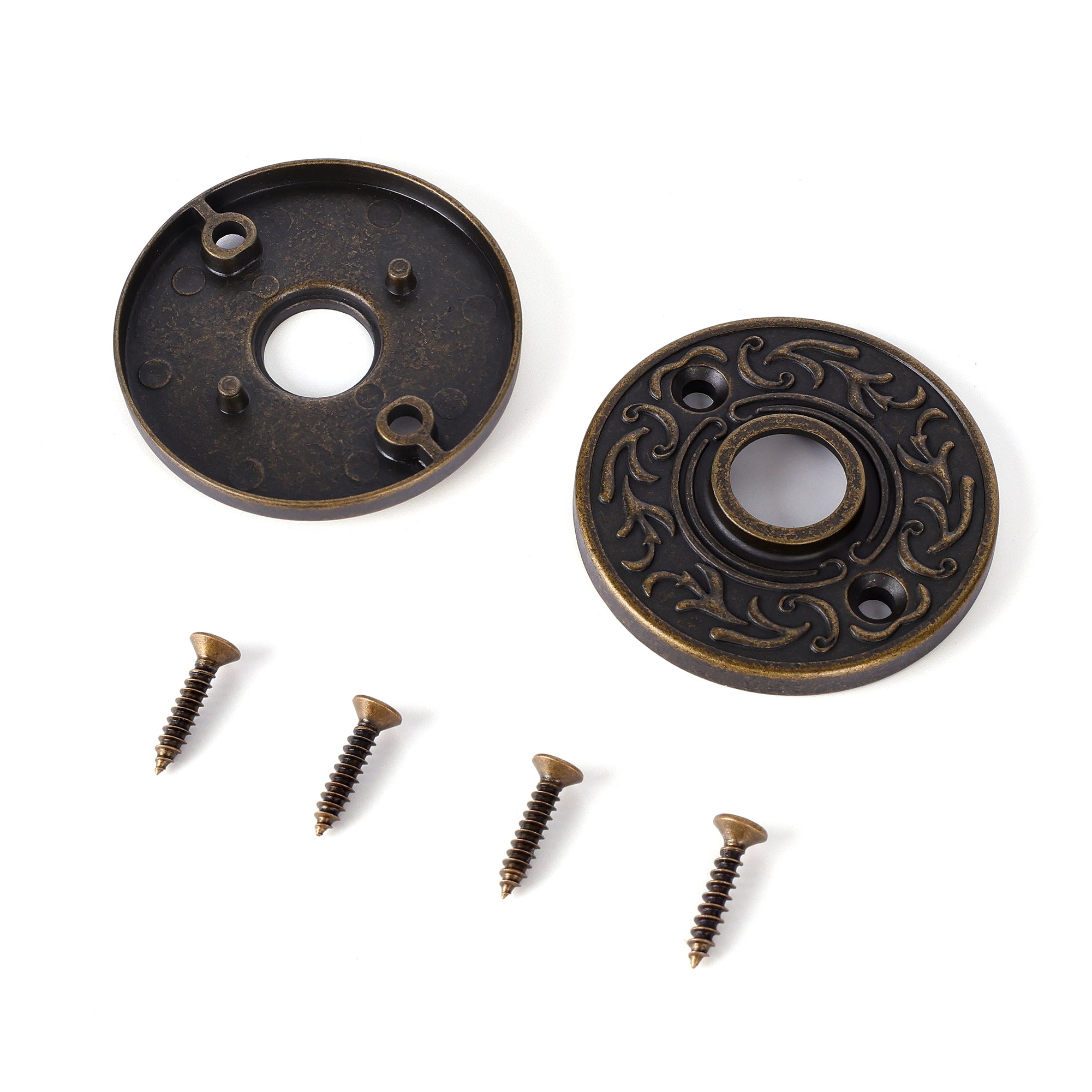 SENY Vintage Round Door Knob Rosette Plates – Decorative Escutcheon Backplates for Mortise & Rim Locks