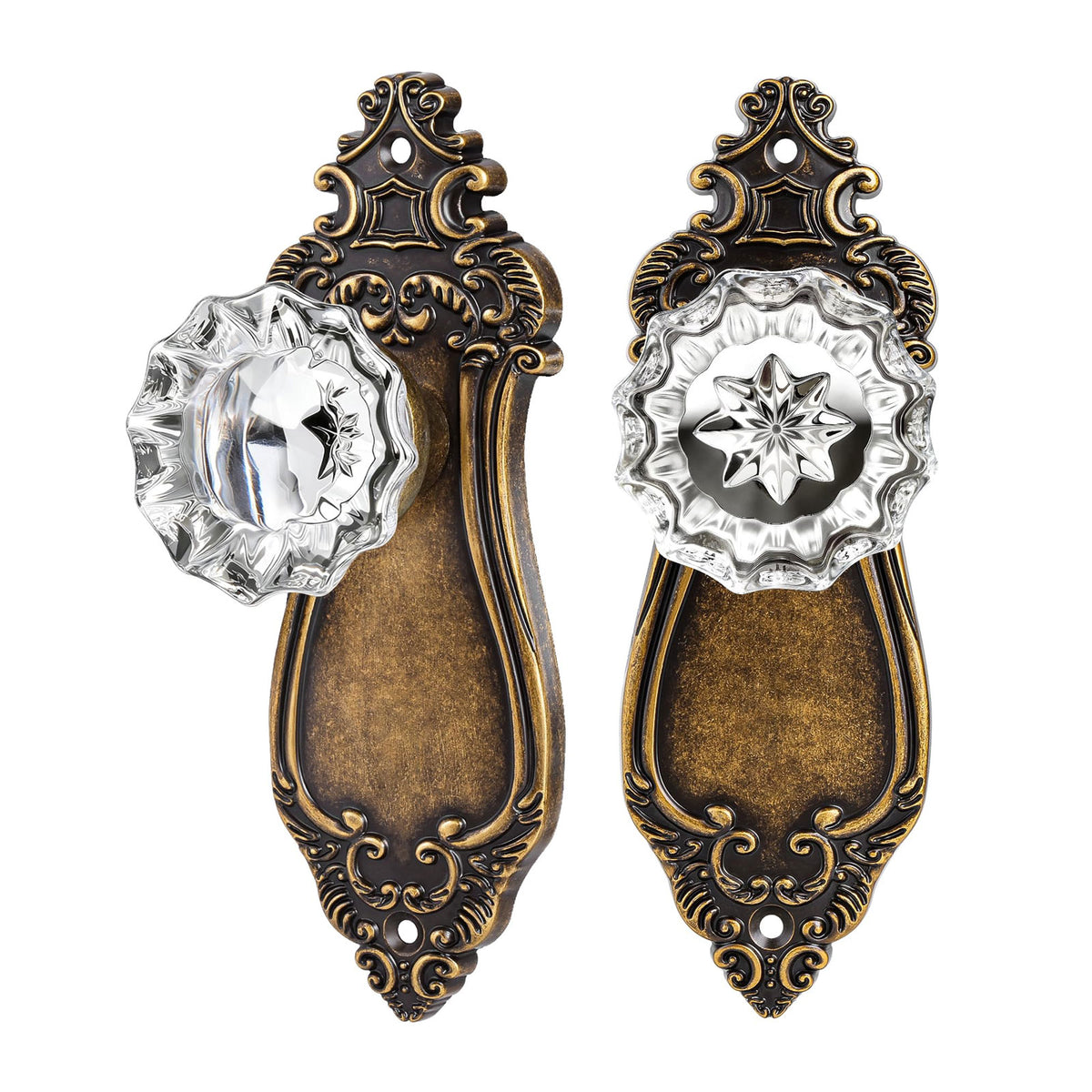 SENY Vintage Crystal Door Knob with Mortise Lock & Skeleton Key