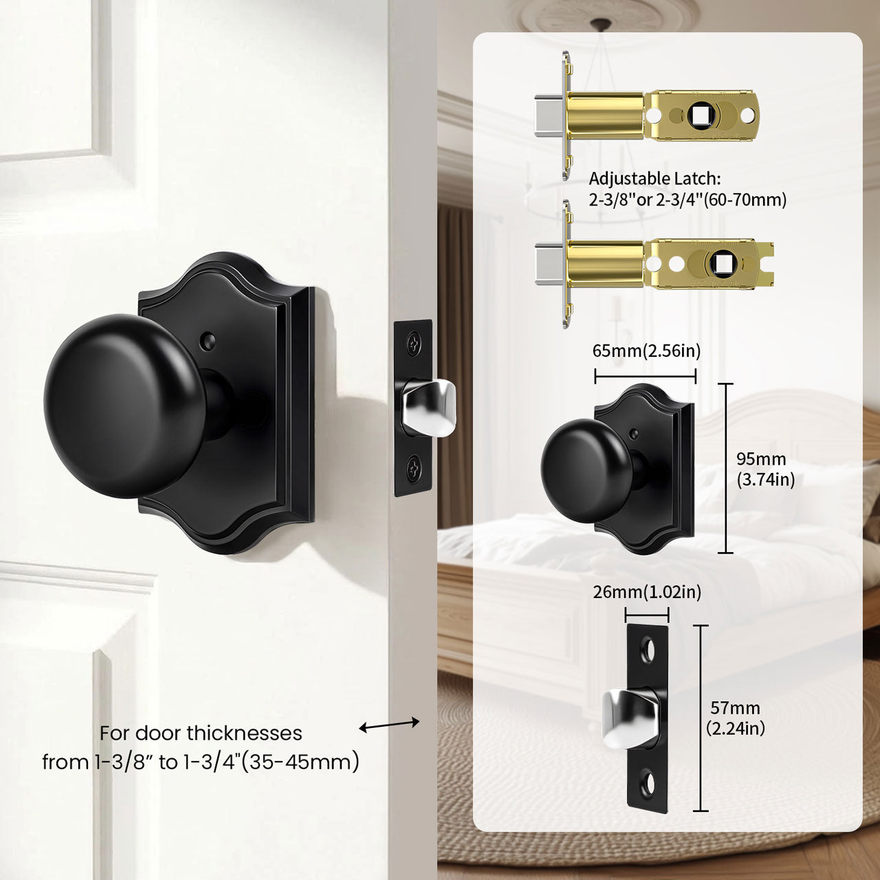 SENY Vintage Interior Door Knobs – Round Door Knobs for Bedroom, Bathroom, Hallway & Closet