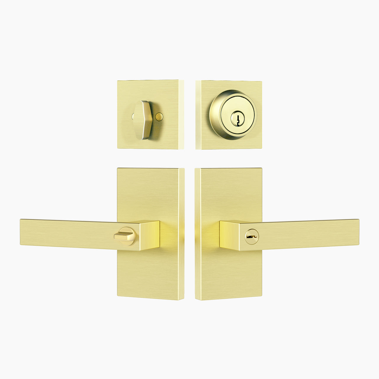 SENY Keyed Entry Front Door Lever Handle & Deadbolt Set with Emergency Unlock