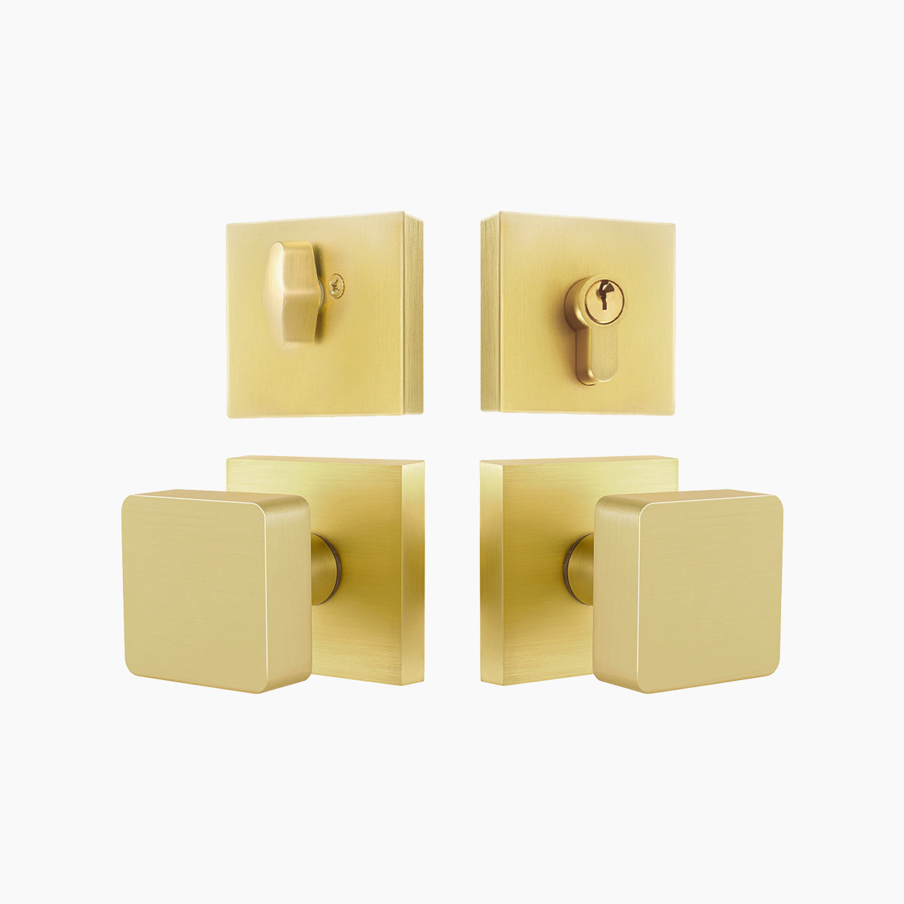 SENY Metal Entry Door Knob Set with Square Knob & Deadbolt