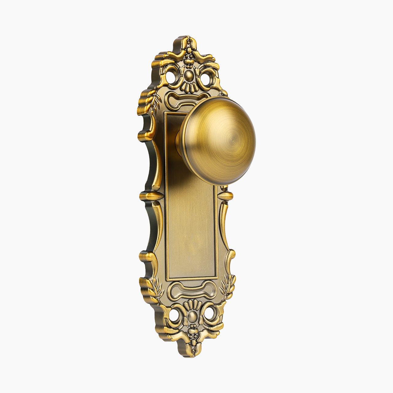 Antique brass decorative dummy mortise lock with ornate plate, SENY