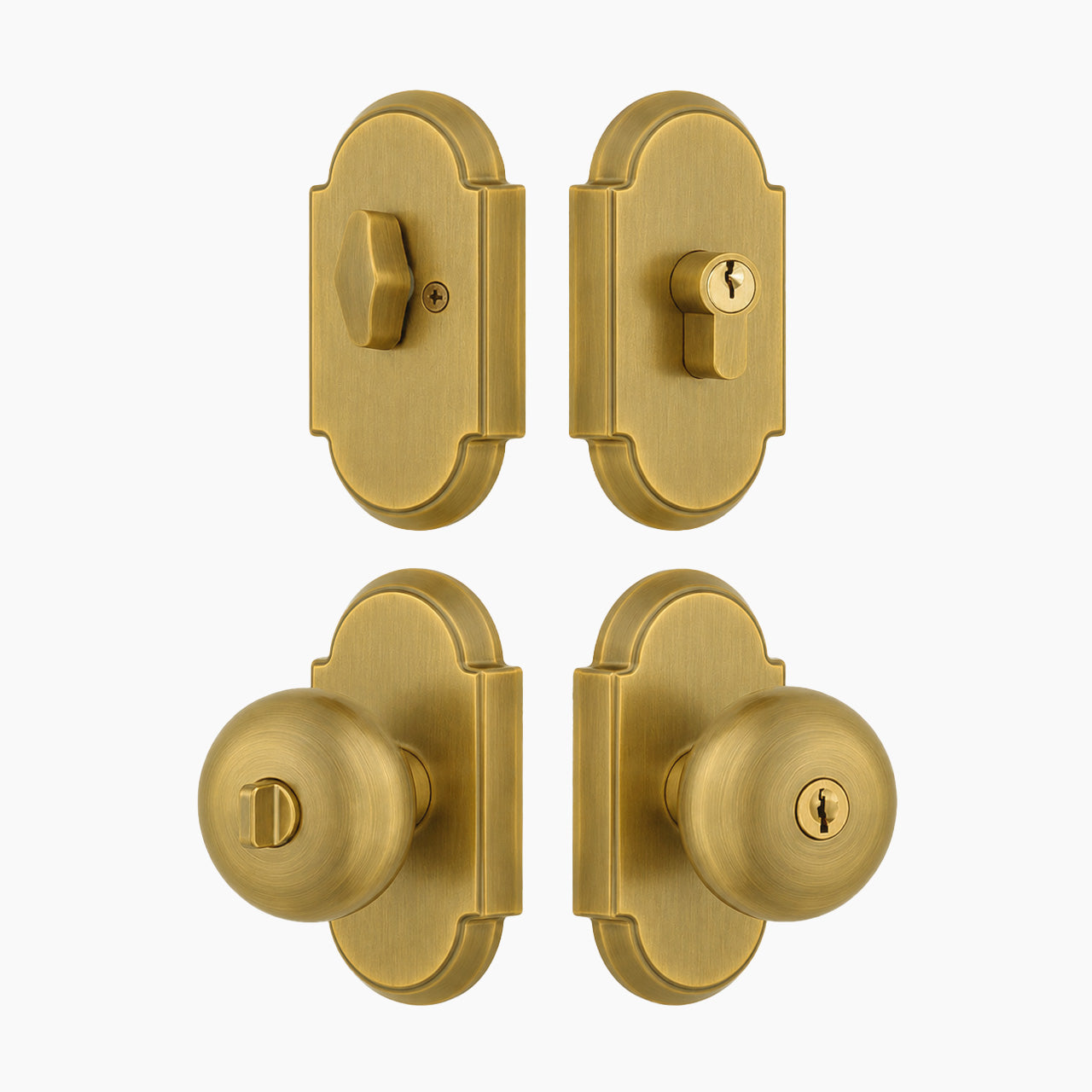 SENY Entry Door Knob Set with Deadbolt – Keyed Alike Mushroom Knob with Arch Rosette